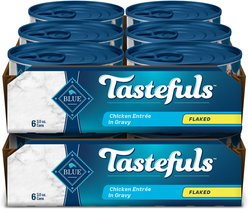 Blue Buffalo Tastefuls Natural Flaked Chicken Entree in Gravy Wet Cat Food, 3-oz can, case of 12