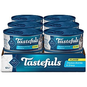 Blue Buffalo Tastefuls Natural Flaked Chicken Entree in Gravy Wet Cat Food, 5.5-oz can, case of 12