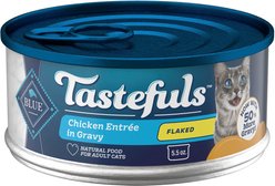 Blue Buffalo Tastefuls Natural Flaked Chicken Entree in Gravy Wet Cat Food, 5.5-oz can, case of 12 slide 1 of 9