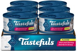 Blue Buffalo Tastefuls Natural Flaked Fish & Shrimp Entree in Gravy Wet Cat Food, 5.5-oz can, case of 12