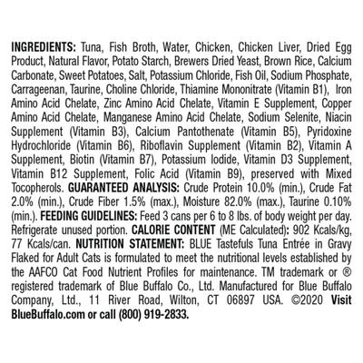 Show full view: Blue Buffalo Tastefuls Natural Flaked Tuna Entree Wet Cat Food, 3-oz can, case of 12 slide 3 of 10