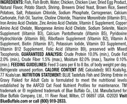 Blue Buffalo Tastefuls Natural Flaked Wet Fish & Shrimp Entree in Gravy Cat Food, 3-oz can, case of 12 slide 2 of 8