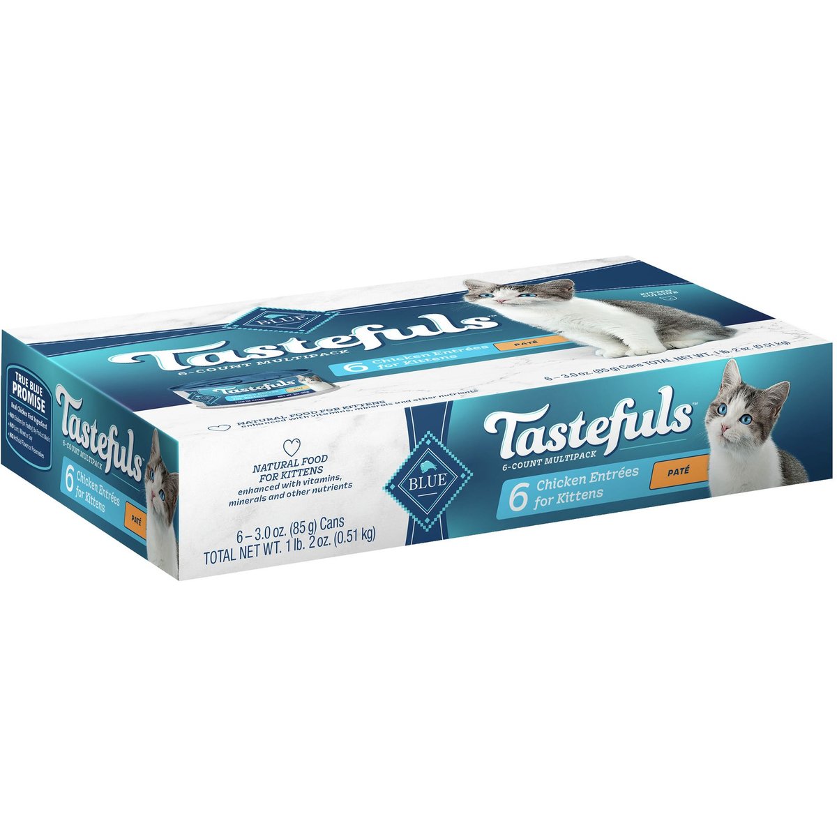 Blue Buffalo Tastefuls Natural Kitten Pate Chicken Entree Wet Cat Food Multi-Pack, 3-oz can, case of 6