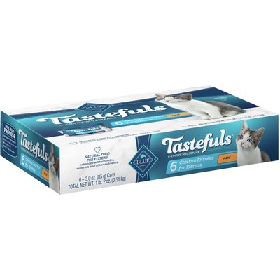 Blue Buffalo Blue Buffalo Tastefuls Natural Kitten Pate Chicken Entree Wet Cat Food Multi-Pack, 3-oz can, case of 6