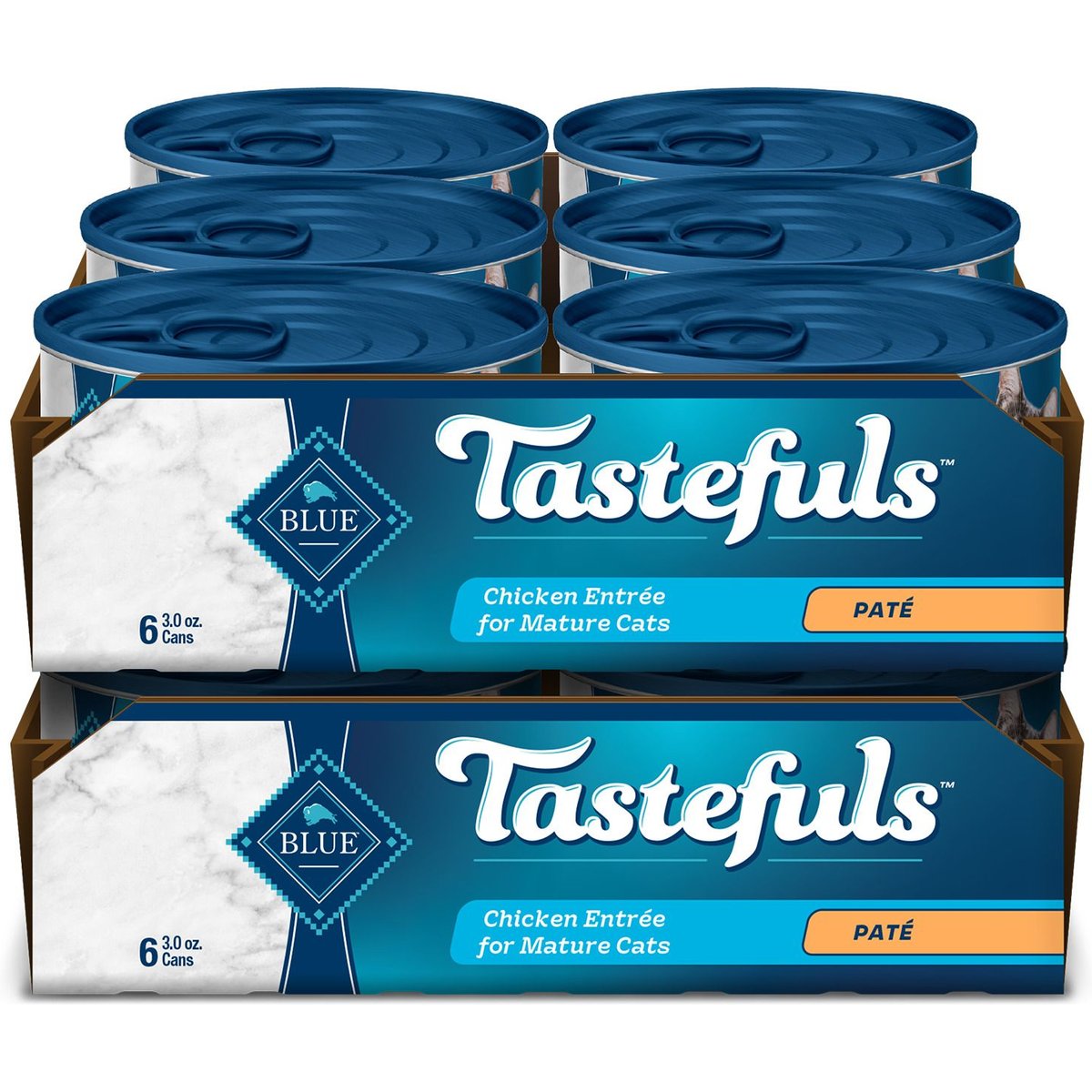 Blue Buffalo Tastefuls Natural Mature Pate Chicken Entree Wet Cat Food, 3-oz can, case of 12