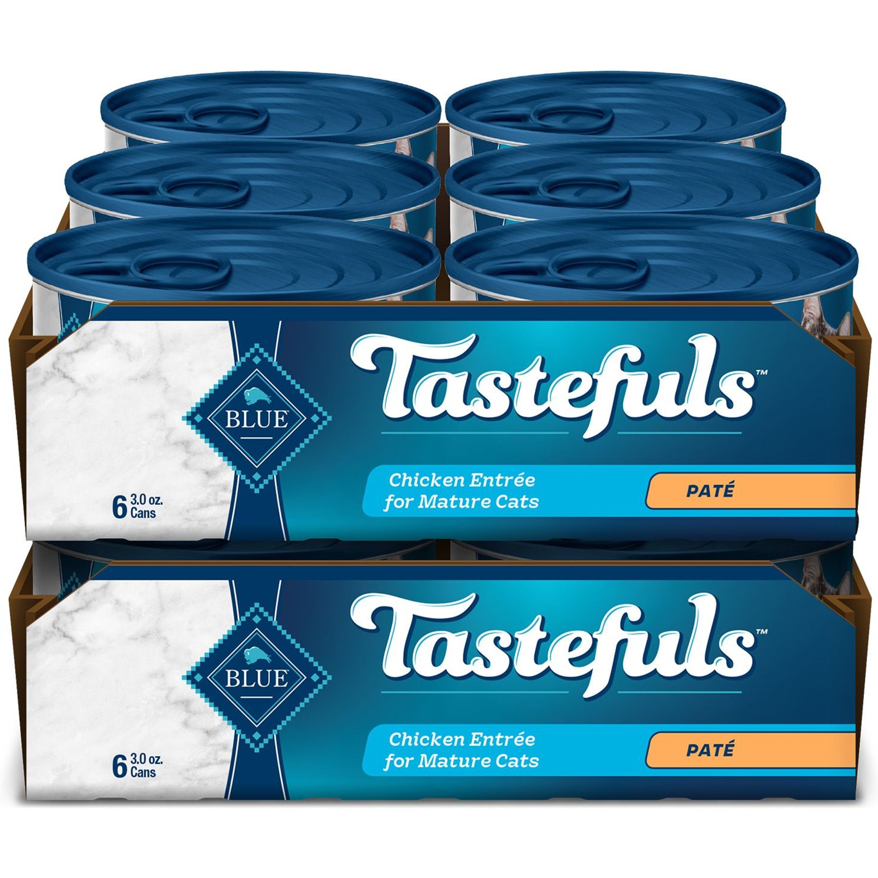 Blue Buffalo Tastefuls Natural Mature Pate Chicken Entree Wet Cat Food, 3-oz can, case of 12