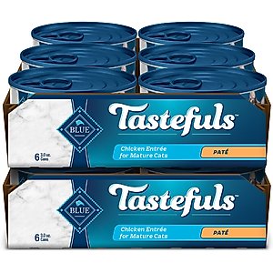 Blue Buffalo Tastefuls Natural Mature Pate Chicken Entree Wet Cat Food, 3-oz can, case of 12