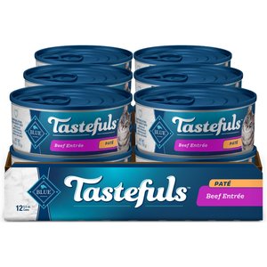 Blue Buffalo Tastefuls Natural Pate Beef Entree Wet Cat Food, 5.5-oz can, case of 12