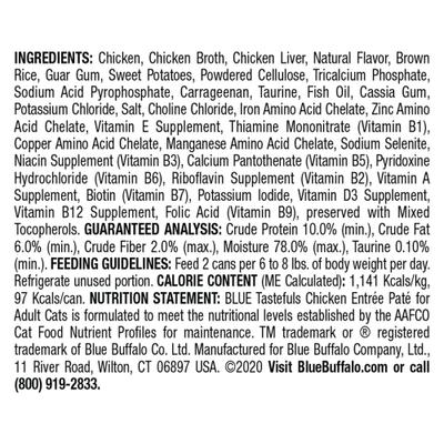 Show full view: Blue Buffalo Tastefuls Natural Pate Chicken Entree Wet Cat Food, 3-oz can, case of 12 slide 3 of 10