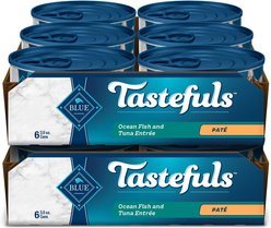 Blue Buffalo Tastefuls Natural Pate Ocean Fish & Tuna Entree Wet Cat Food, 3-oz can, case of 12