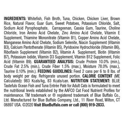 Show full view: Blue Buffalo Tastefuls Natural Pate Ocean Fish & Tuna Entree Wet Cat Food, 3-oz can, case of 12 slide 3 of 9
