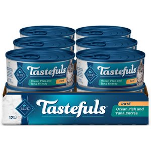 Blue Buffalo Tastefuls Natural Pate Ocean Fish & Tuna Wet Cat Food, 5.5-oz can, case of 12