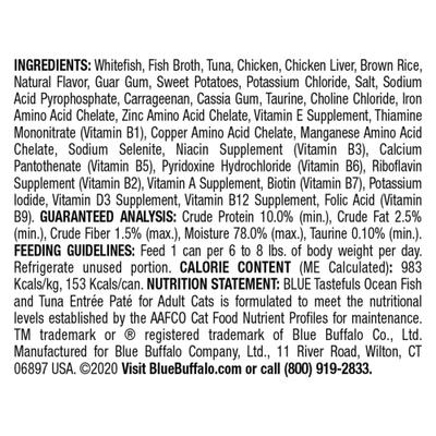 Show full view: Blue Buffalo Tastefuls Natural Pate Ocean Fish & Tuna Wet Cat Food, 5.5-oz can, case of 12 slide 3 of 9