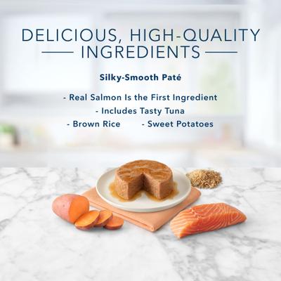 Show full view: Blue Buffalo Tastefuls Natural Pate Salmon Entree Wet Cat Food, 3-oz can, case of 12 slide 6 of 10