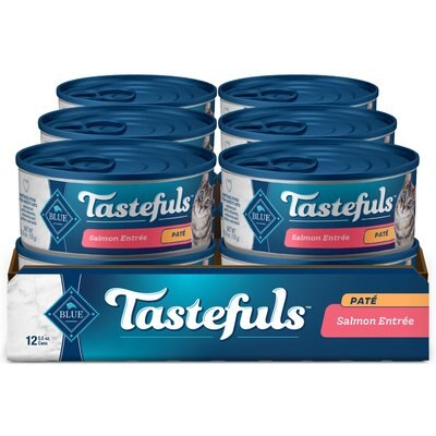 Blue Buffalo Blue Buffalo Tastefuls Natural Pate Salmon Entree Wet Cat Food, 5.5-oz can, case of 12