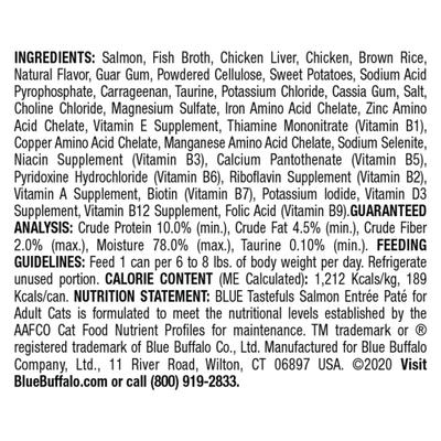 Show full view: Blue Buffalo Tastefuls Natural Pate Salmon Entree Wet Cat Food, 5.5-oz can, case of 12 slide 3 of 9