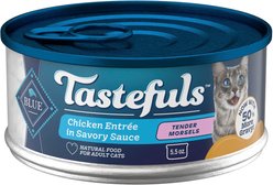 Blue Buffalo Tastefuls Natural Tender Morsels Chicken Entree Wet Cat Food, 5.5-oz can, case of 12