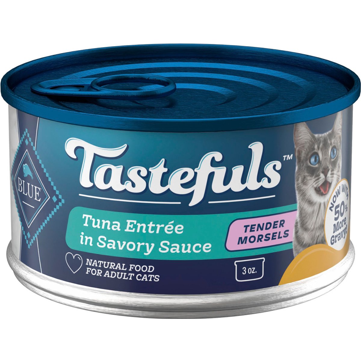 Blue Buffalo Tastefuls Natural Tender Morsels Tuna Entree Wet Cat Food, 3-oz can, case of 12