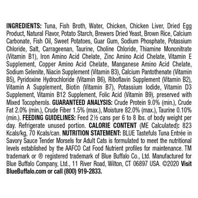Show full view: Blue Buffalo Tastefuls Natural Tender Morsels Tuna Entree Wet Cat Food, 3-oz can, case of 12 slide 3 of 10