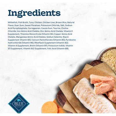 Show full view: Blue Buffalo Tastefuls Ocean Fish & Tuna Entrée Pate Wet Cat Food, 3-oz can, case of 24 slide 6 of 11