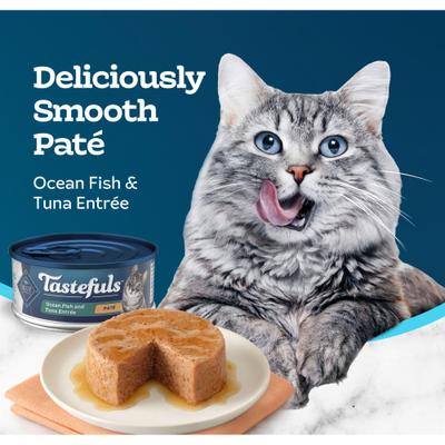 Show full view: Blue Buffalo Tastefuls Ocean Fish & Tuna Entrée Pate Wet Cat Food, 5.5-oz can, case of 24 slide 4 of 10