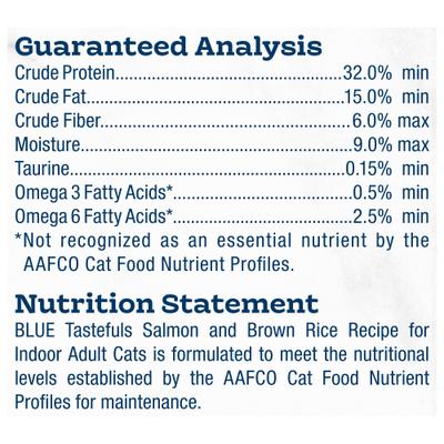 Show full view: Blue Buffalo Tastefuls Salmon & Brown Rice Recipe Adult Indoor Dry Cat Food, 10-lb bag slide 9 of 11