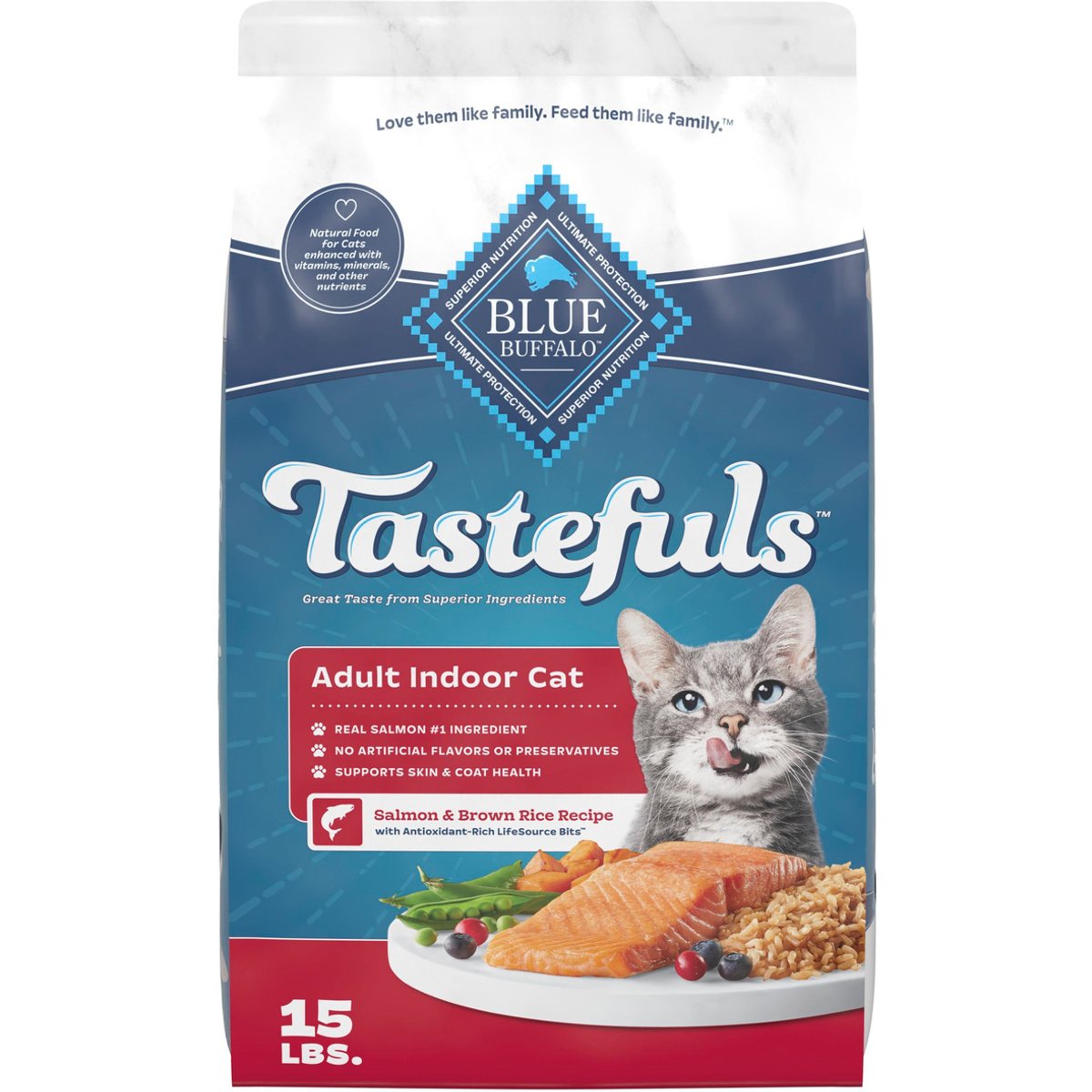 Blue Buffalo Indoor Health Salmon & Brown Rice Dry Cat Food, 15 lb