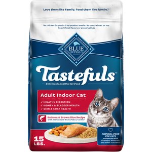 Blue Buffalo Tastefuls Salmon & Brown Rice Recipe Adult Indoor Dry Cat Food, 15-lb bag