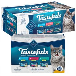 Blue Buffalo Tastefuls Salmon, Chicken, Ocean Fish & Tuna Entrées Variety Pack Pate + Tuna, Chicken, Fish & Shrimp Entrées Variety Pack Flaked Wet Cat Food