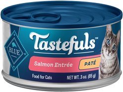 Blue Buffalo Tastefuls Salmon Entrée Pate Wet Cat Food, 3-oz can, case of 24