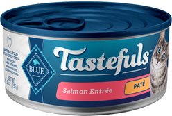 Blue Buffalo Tastefuls Salmon Entrée Pate Wet Cat Food, 5.5-oz can, case of 24