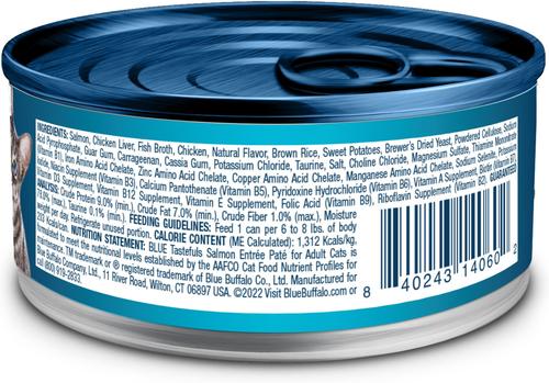 Show full view: Blue Buffalo Tastefuls Salmon Entrée Pate Wet Cat Food, 5.5-oz can, case of 24 slide 3 of 11