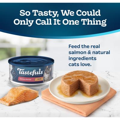 Show full view: Blue Buffalo Tastefuls Salmon Entrée Pate Wet Cat Food, 5.5-oz can, case of 24 slide 4 of 11