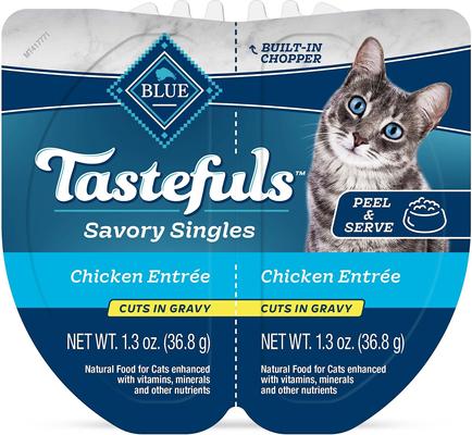 Show full view: Blue Buffalo Tastefuls Savory Singles Chicken Entrée Cuts in Gravy Adult Cat Food, 2.6-oz cup, case of 24 slide 3 of 11
