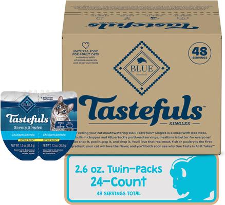 Show full view: Blue Buffalo Tastefuls Savory Singles Chicken Entrée Cuts in Gravy Adult Cat Food, 2.6-oz cup, case of 24 slide 4 of 11