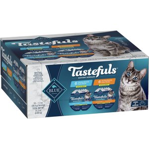 Blue Buffalo Tastefuls Savory Singles Chicken & Turkey Entree Variety Pack Cuts in Gravy Wet Cat Food, 2.6-oz twin pack, case of 12