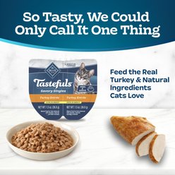 Blue Buffalo Tastefuls Savory Singles Turkey Entrée Cuts in Gravy Adult Cat Food, 2.6-oz cup, case of 24 slide 2 of 9