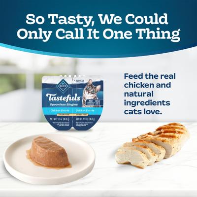 Show full view: Blue Buffalo Tastefuls Spoonles Singles Chicken Entrée Pate Wet Cat Food, 2.6-oz tray, 24 count slide 4 of 12