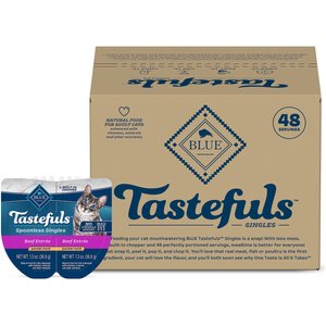 Blue Buffalo Tastefuls Spoonless Singles Beef Entrée Pate Adult Cat Food, 2.6-oz cup, case of 24