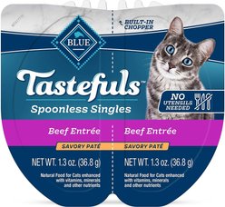 Blue Buffalo Tastefuls Spoonless Singles Beef Entrée Pate Adult Cat Food, 2.6-oz cup, case of 24 slide 2 of 8