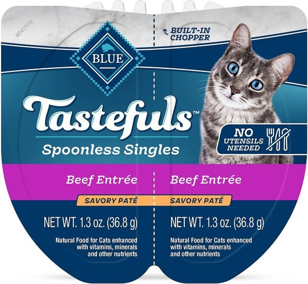 Blue Buffalo Tastefuls Spoonless Singles Beef Entrée Pate Adult Cat Food, 2.6-oz cup, case of 24
