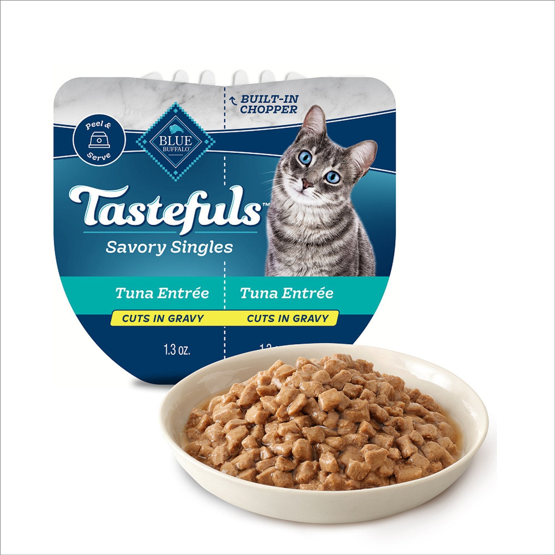Blue Buffalo Tastefuls Spoonless Singles Tuna Entrée Pate Wet Cat Food, 2.6-oz tray, 4 count