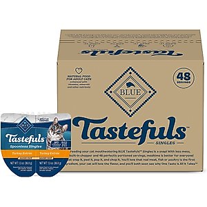 Blue Buffalo Tastefuls Spoonless Singles Turkey Entrée Pate Adult Cat Food, 2.6-oz cup, case of 24