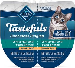 Blue Buffalo Tastefuls Spoonless Singles White Fish & Tuna Entree Pate Adult Cat Food, 2.6-oz cup, case of 24 slide 2 of 8
