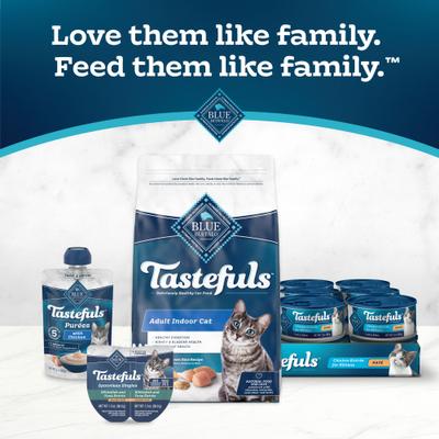 Show full view: Blue Buffalo Tastefuls Spoonless Singles Whitefish, Tuna & Salmon Entree Variety Pack Adult Pate Wet Cat Food, 2.6-oz twin pack, case of 12 slide 10 of 11