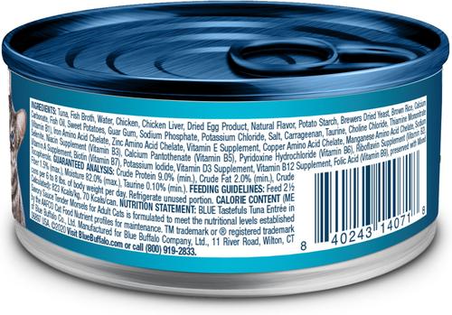 Show full view: Blue Buffalo Tastefuls Tender Morsels Tuna Entrée Wet Cat Food, 3-oz can, case of 24 slide 3 of 11