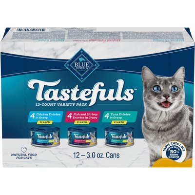 Blue Buffalo Blue Buffalo Tastefuls Tuna, Chicken, Fish & Shrimp Variety Pack Flaked Canned Cat Food, 3-oz can, case of 12
