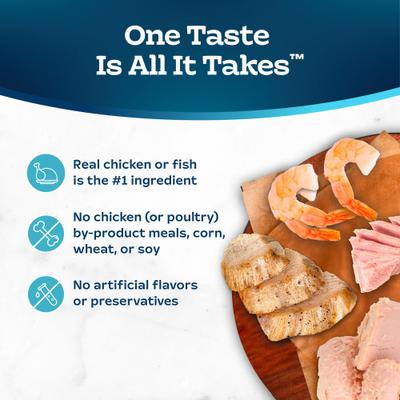 Show full view: Blue Buffalo Tastefuls Tuna, Chicken, Fish & Shrimp Variety Pack Flaked Canned Cat Food, 3-oz can, case of 24 slide 7 of 11