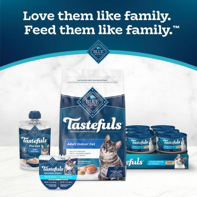 Show full view: Blue Buffalo Tastefuls Tuna, Chicken, Fish & Shrimp Variety Pack Flaked Wet Cat Food, 5.5-oz can, case of 24 slide 10 of 12