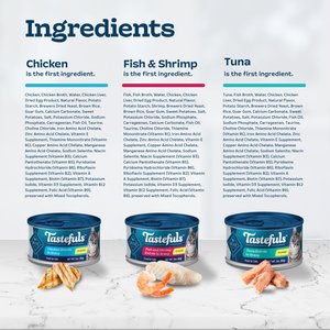 Blue Buffalo Tastefuls Tuna, Chicken, Fish & Shrimp Variety Pack Flaked Wet Cat Food, 5.5-oz can, case of 24